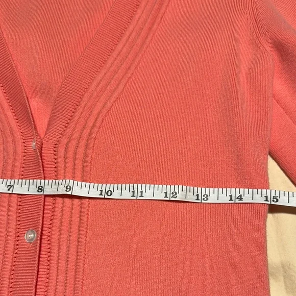 Talbots Pink Cardigan‎ Sweater V-Neck Ribbed - Picture 5 of 11